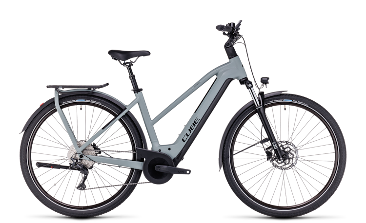 Vélo de ville électrique Cube Kathmandu Hybrid One 750 wh– Swampgrey/Black, cadre trapèze